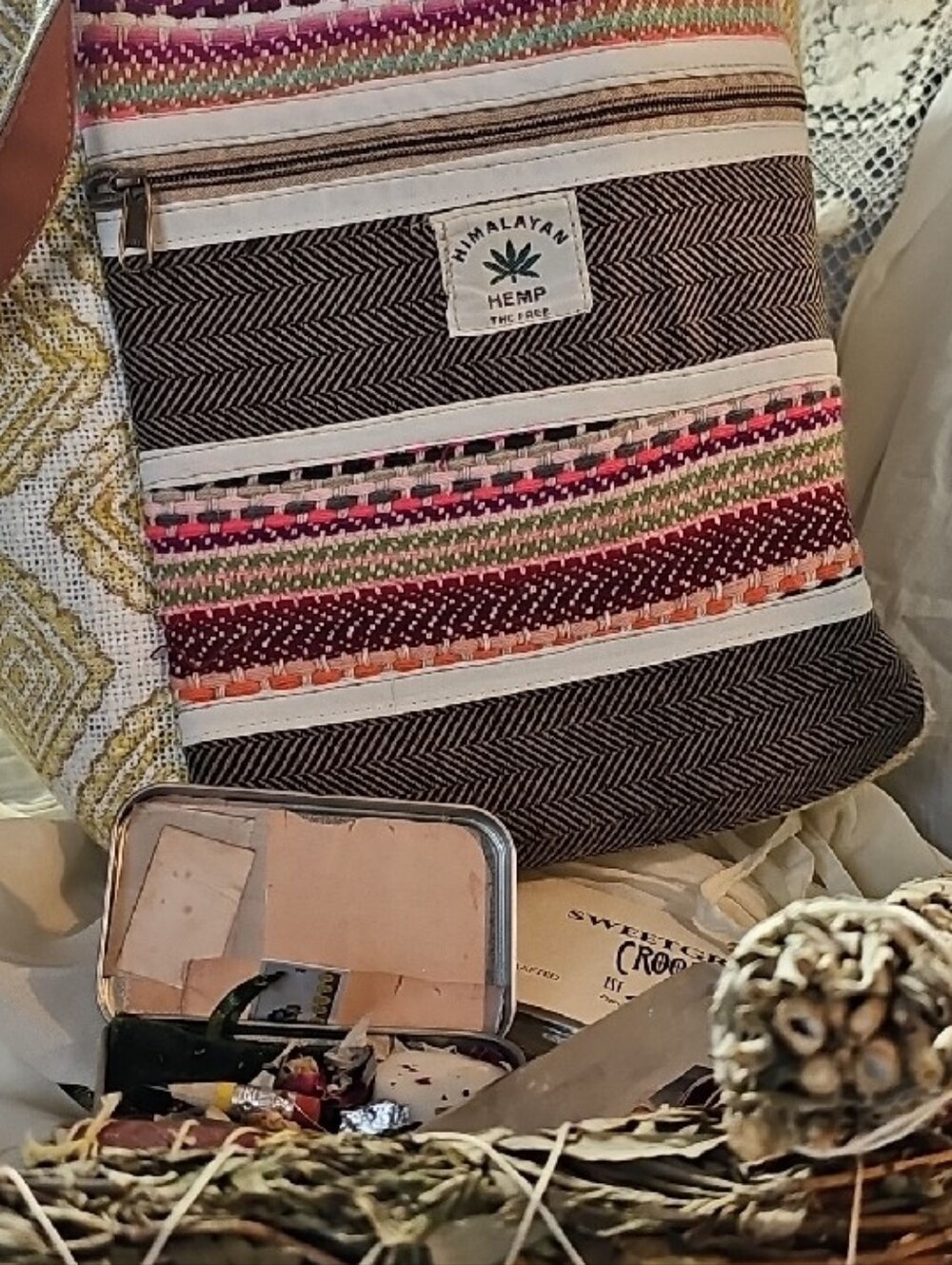 Himalayan Hemp Multicolor Stripe Tote Bag - Picture 2 of 16